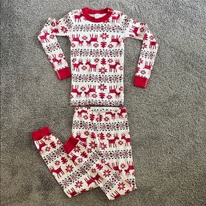 Hanna Andersson Red and White Reindeer Pajama Set